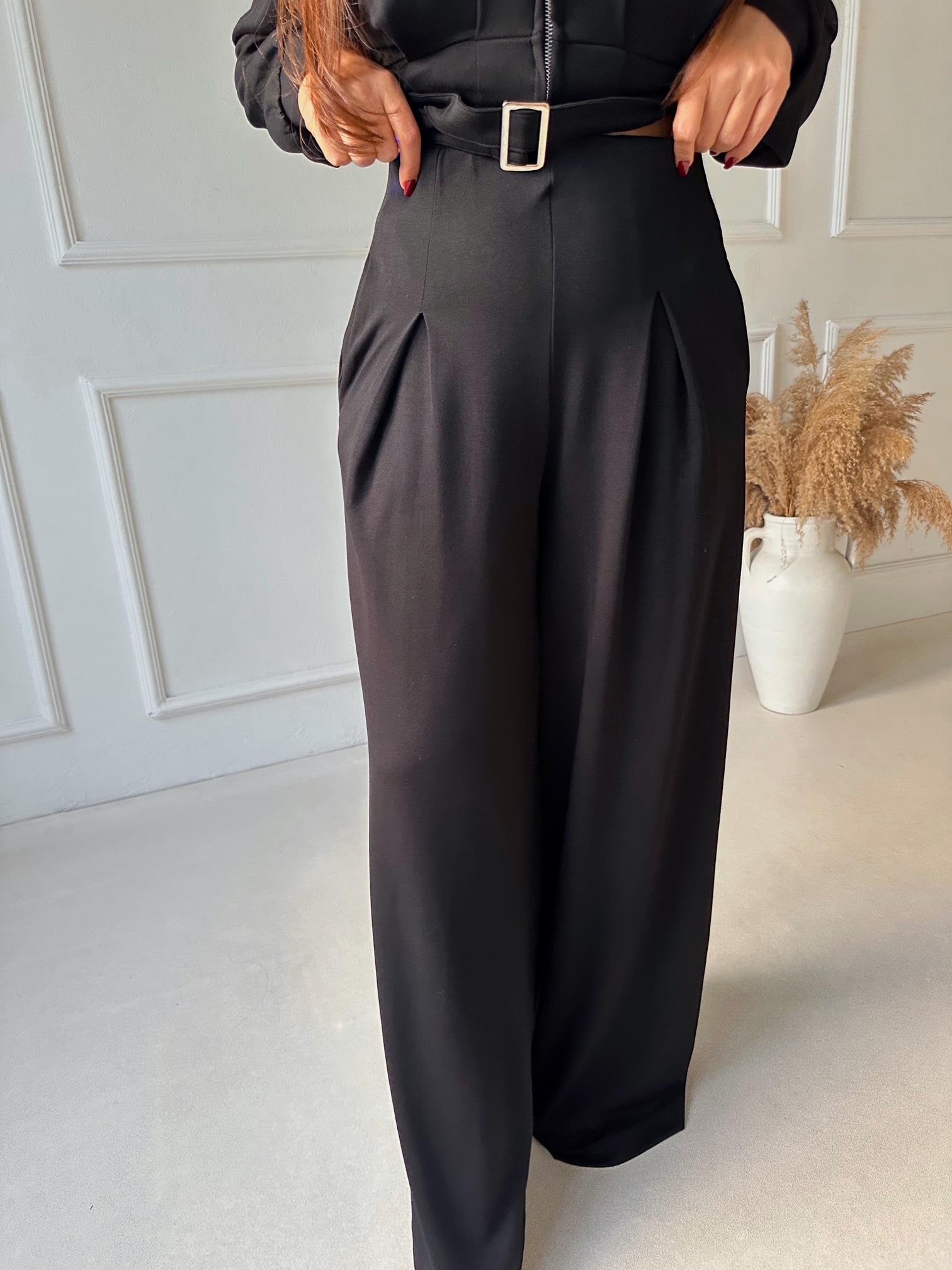 Premium Oysho Kumaş Kemerli İkili Takım – Siyah