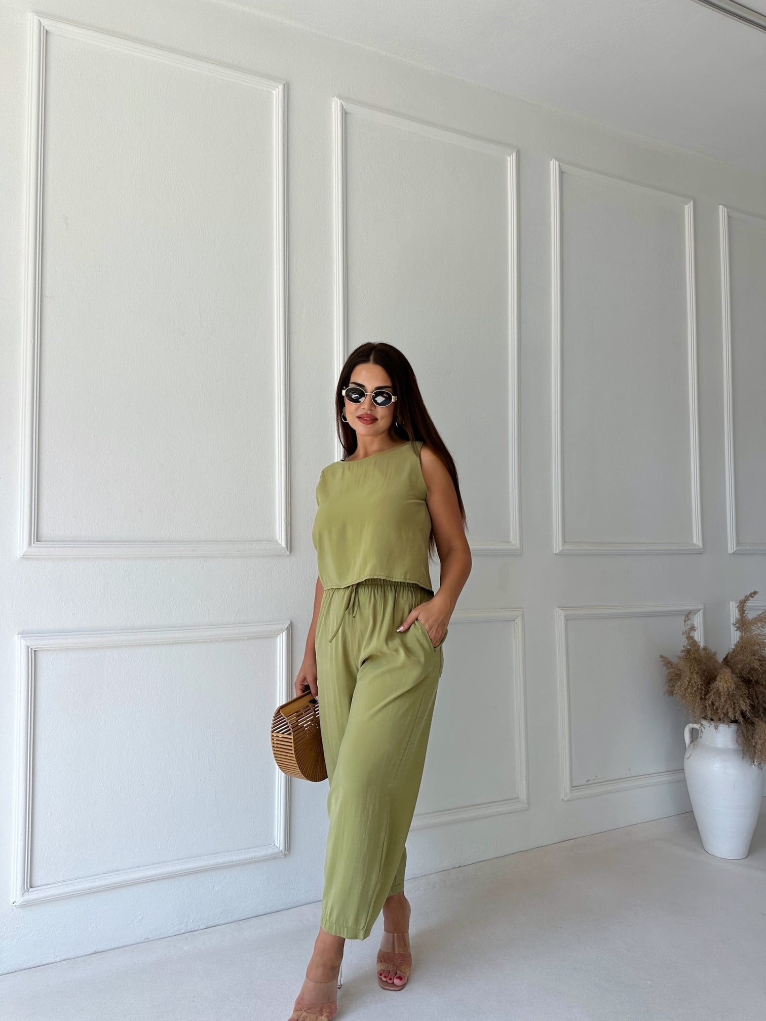 Riva Bluz Pantolon Tensel Takım - Haki