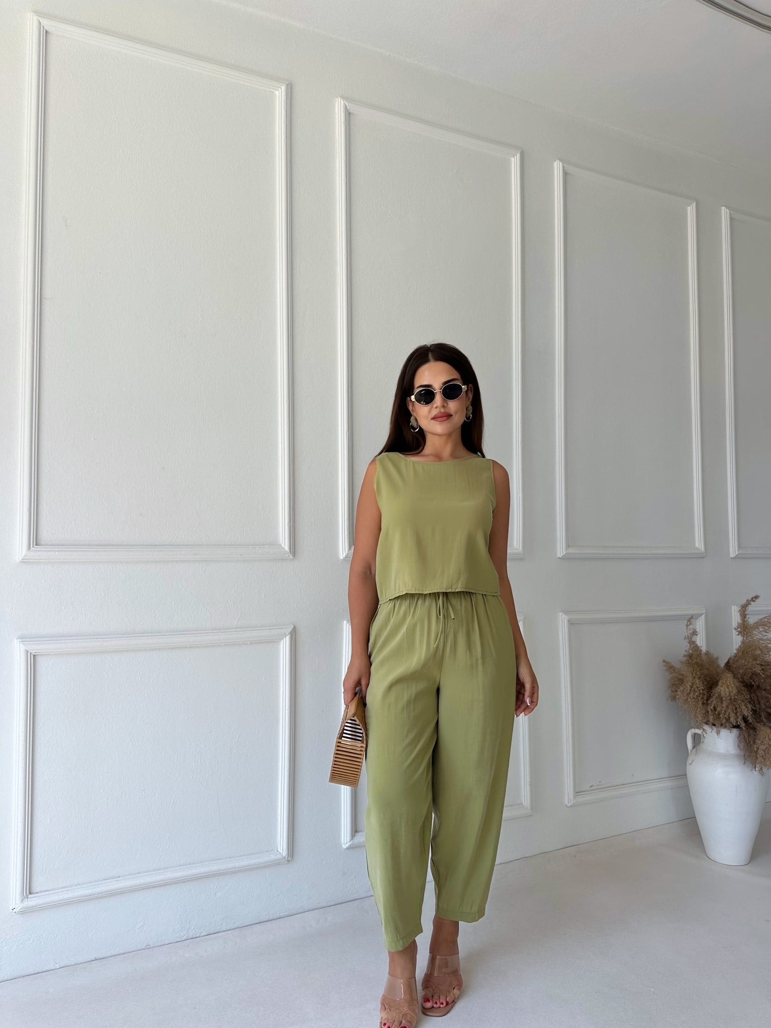 Riva Bluz Pantolon Tensel Takım - Haki