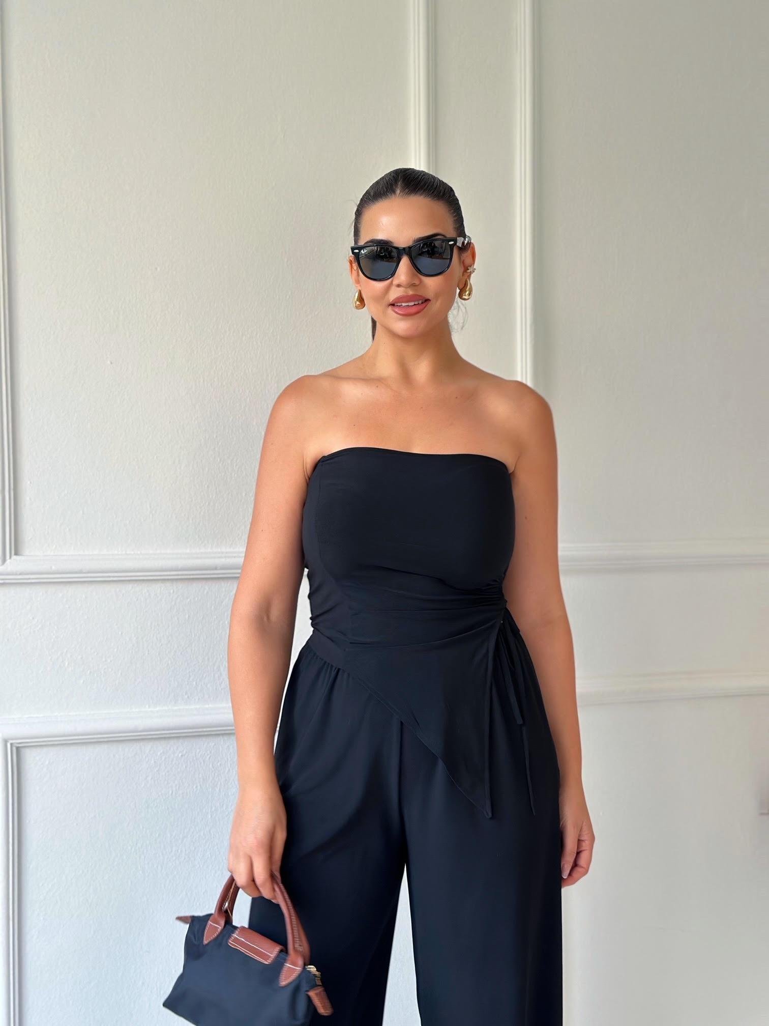 Straplez Bluz Pantolon Takım 