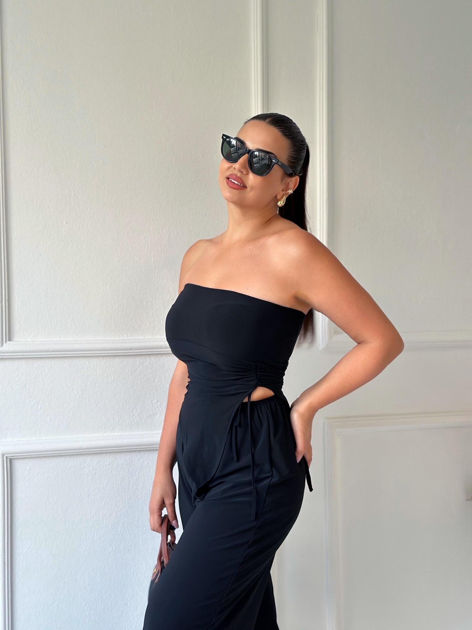 Straplez Bluz Pantolon Takım 