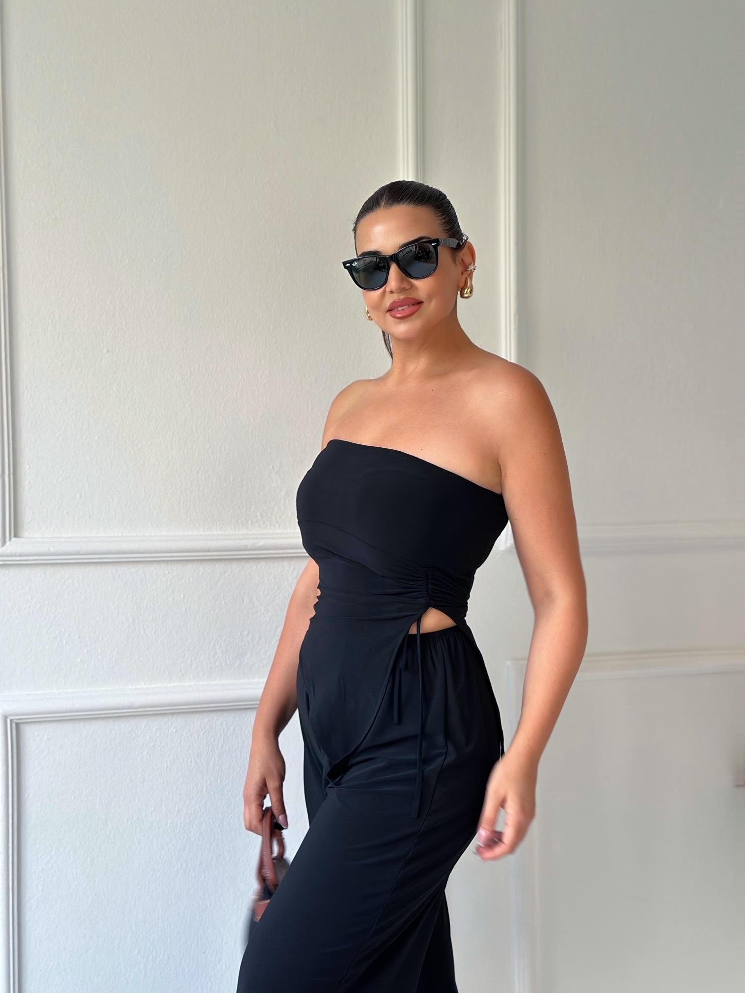 Straplez Bluz Pantolon Takım 