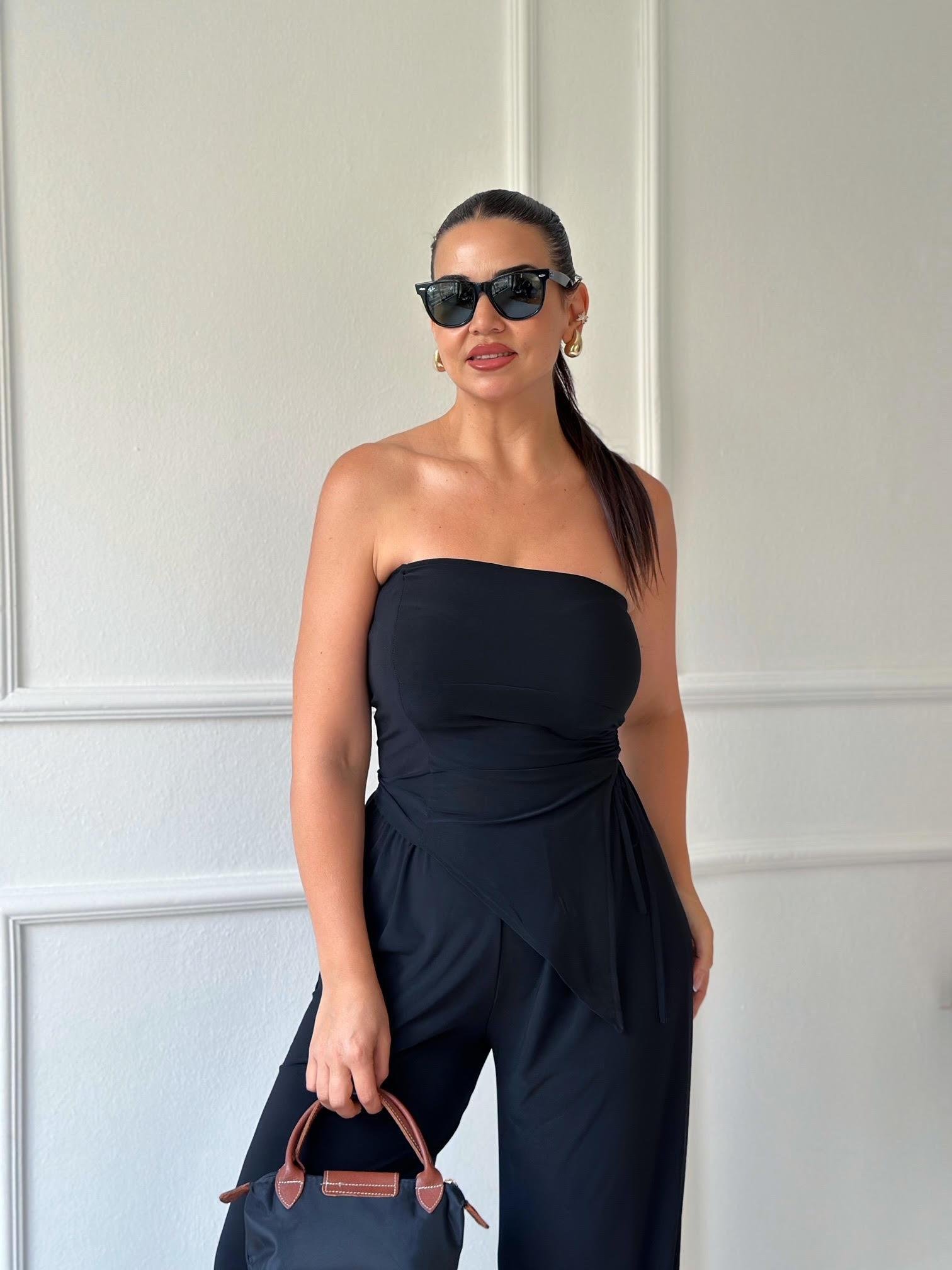 Straplez Bluz Pantolon Takım 