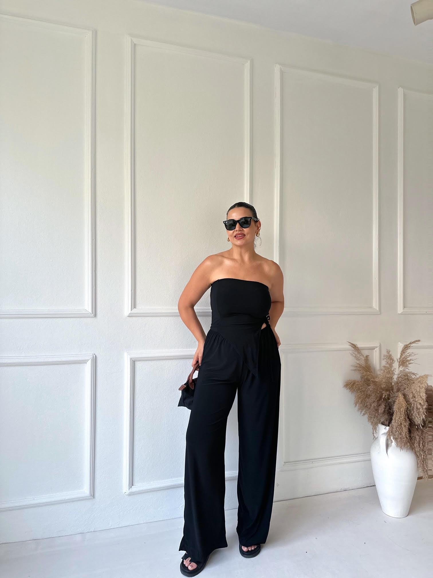 Straplez Bluz Pantolon Takım 