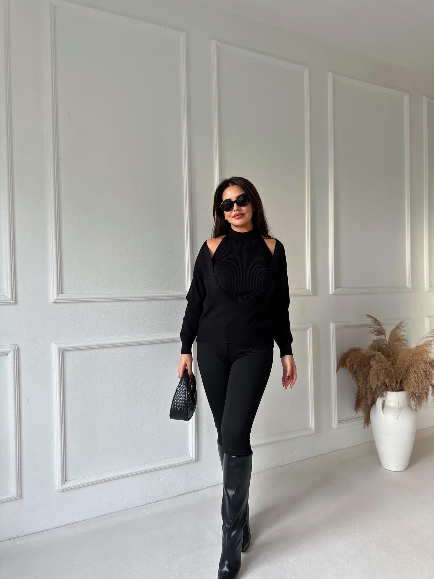 Yüksek Bel Toparlayıcı Pantolon Tayt – Siyah