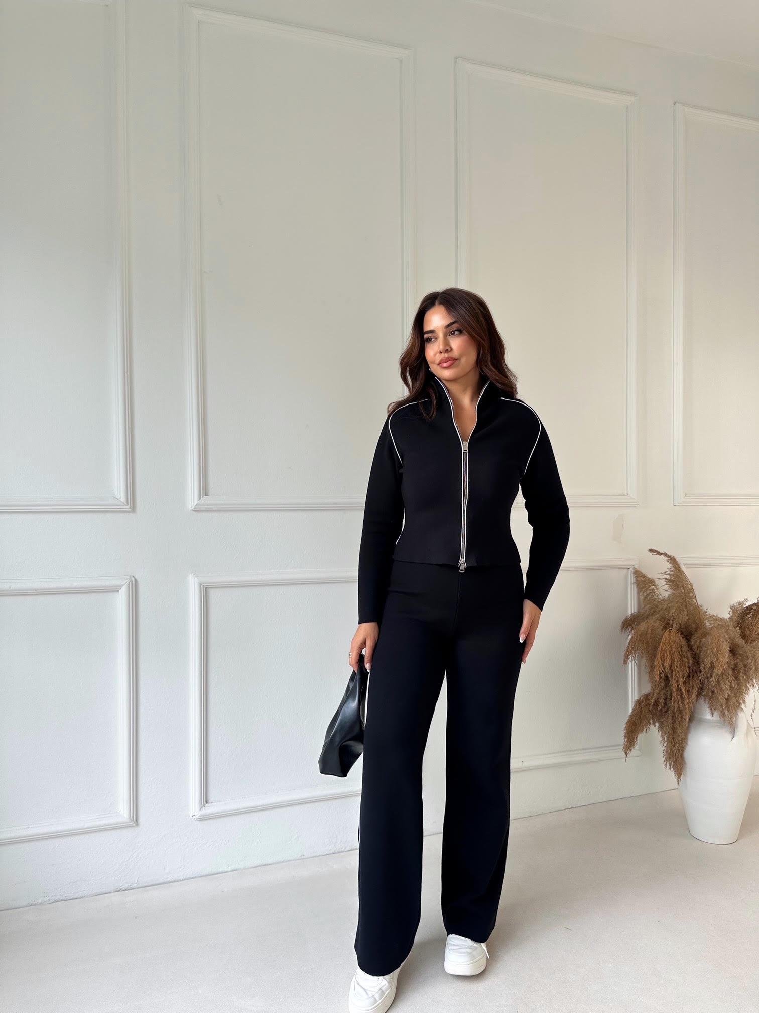 Yumuşacık Premium Triko Eşofman Takım - Siyah