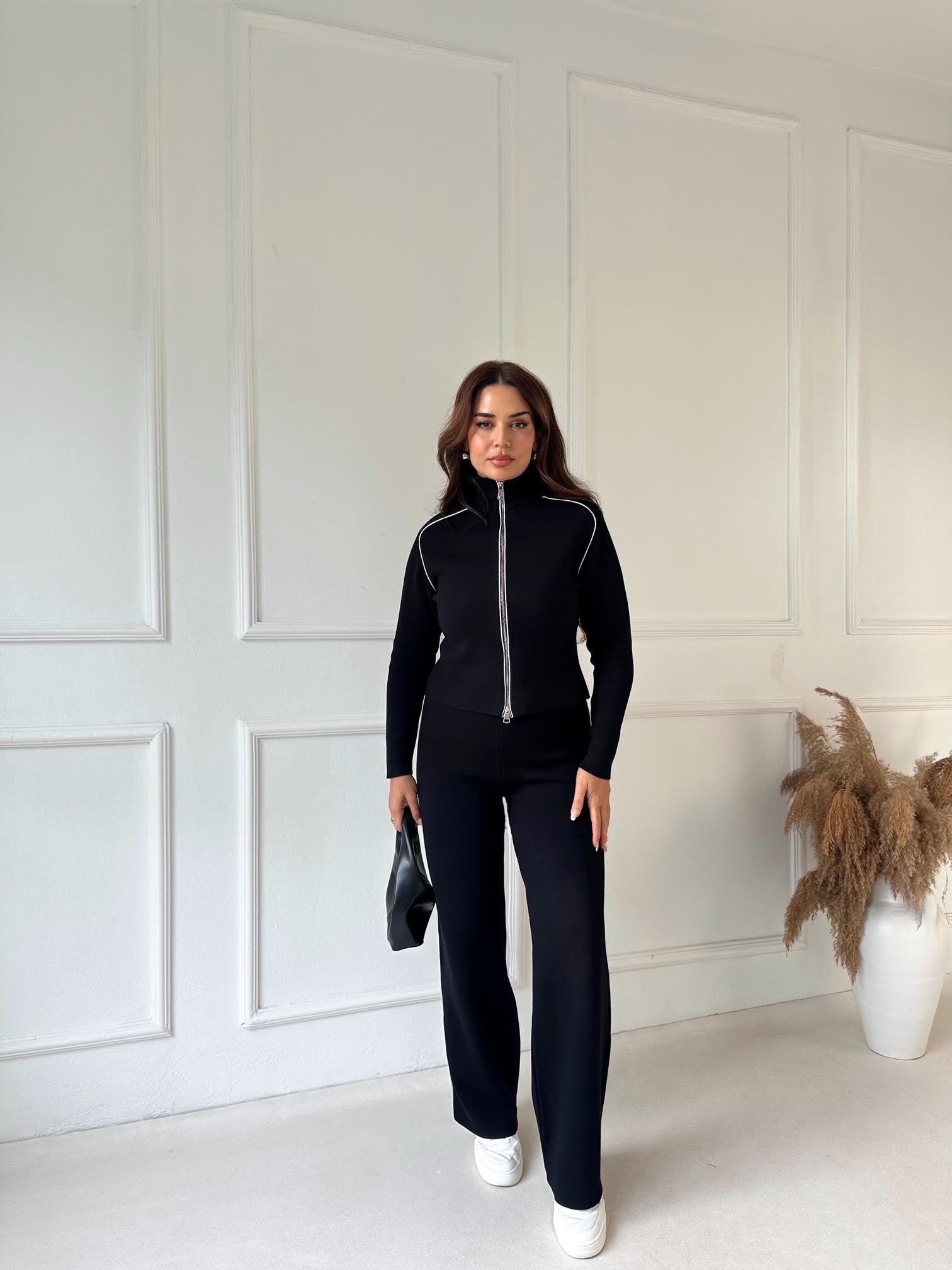 Yumuşacık Premium Triko Eşofman Takım - Siyah