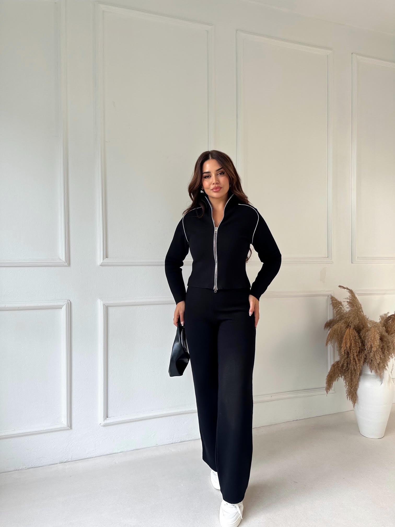 Yumuşacık Premium Triko Eşofman Takım - Siyah