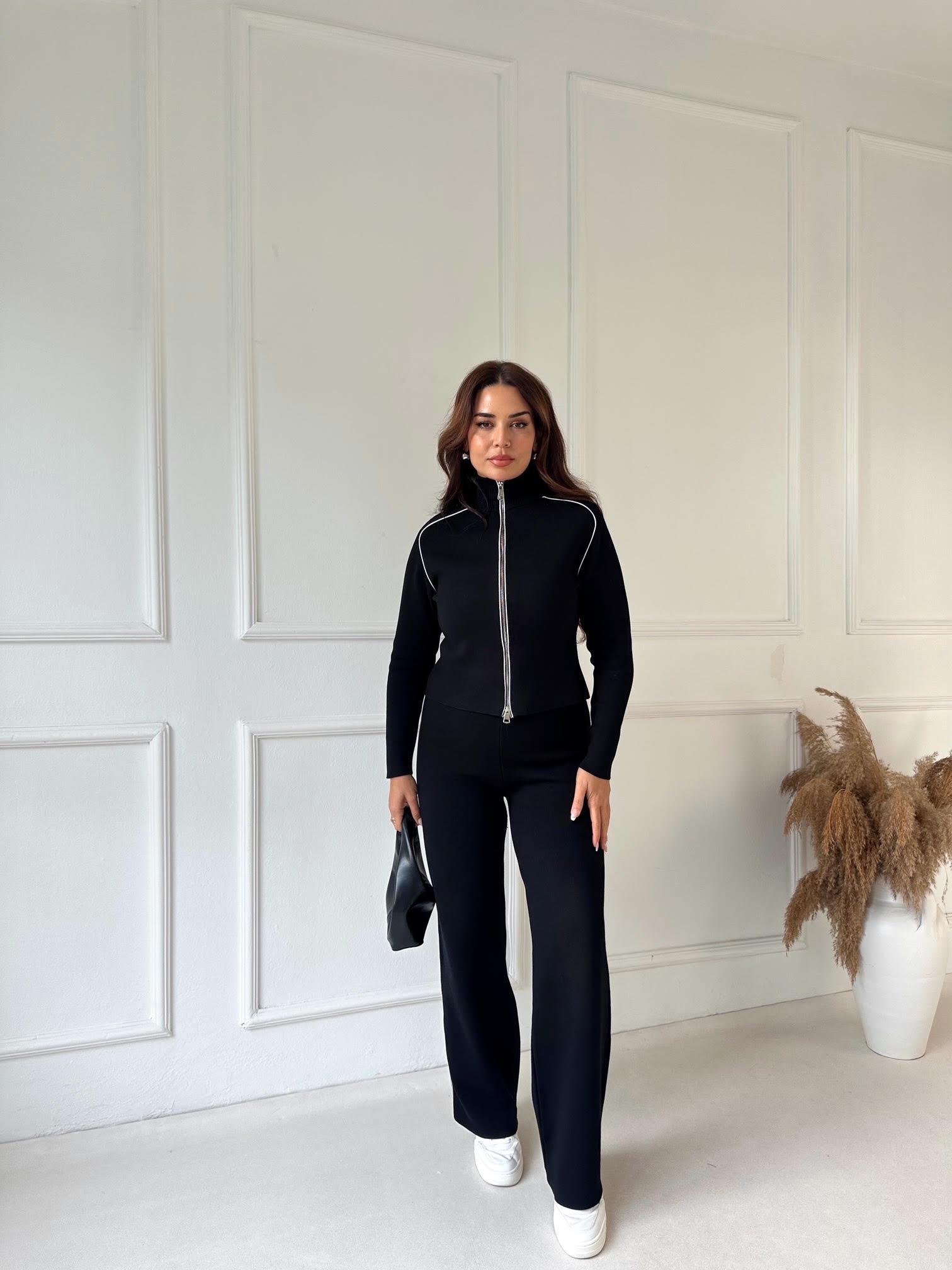 Yumuşacık Premium Triko Eşofman Takım - Siyah