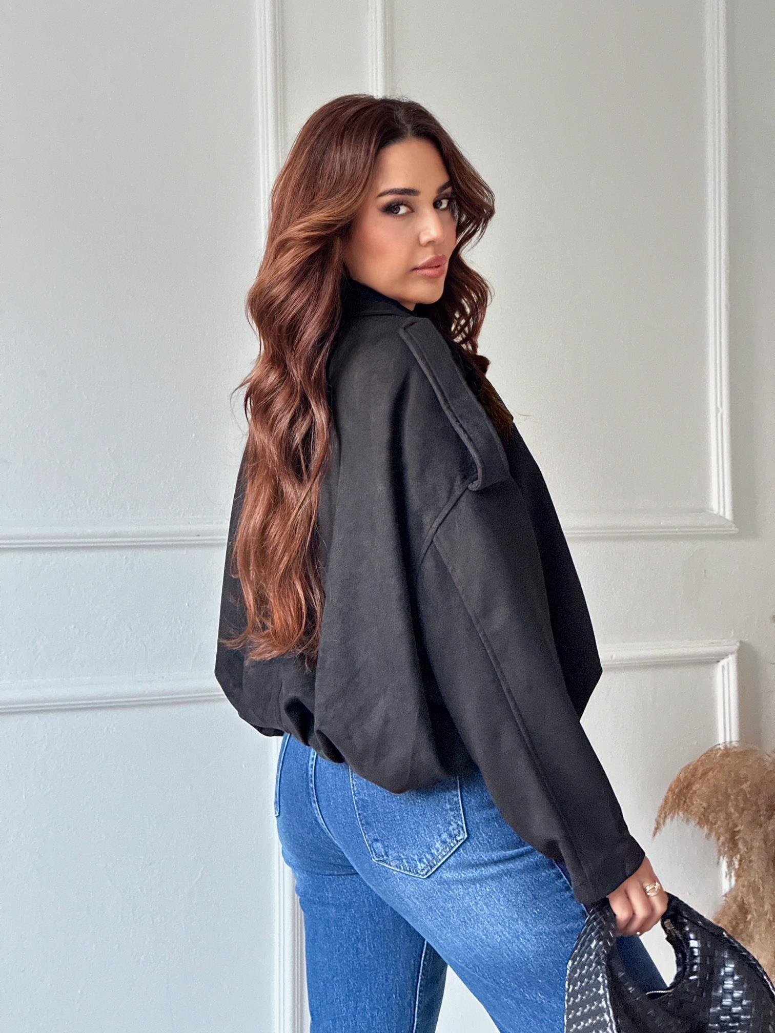 Zara Model Süet Bomber Ceket – Siyah