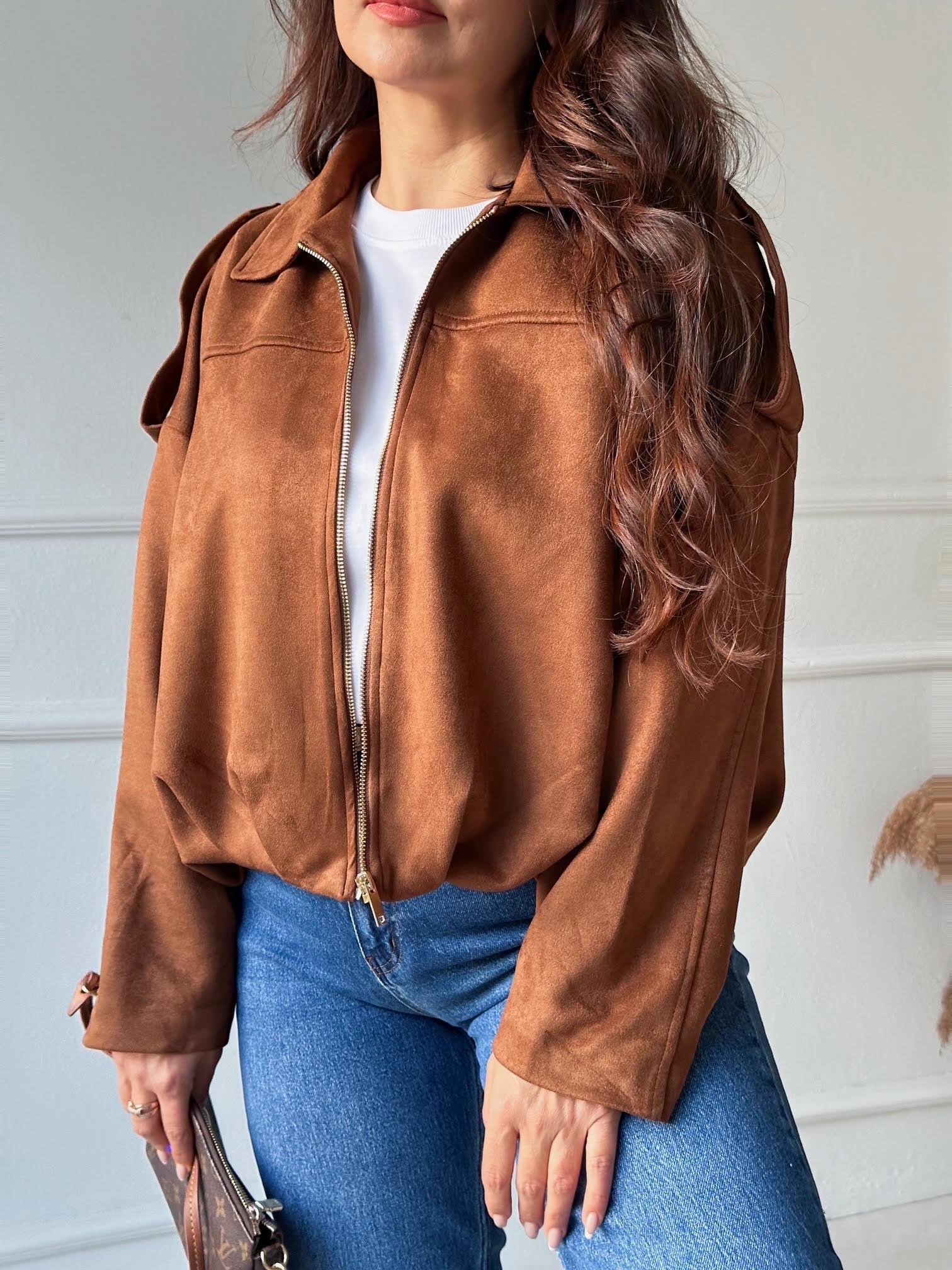 Zara Model Süet Bomber Ceket – Taba