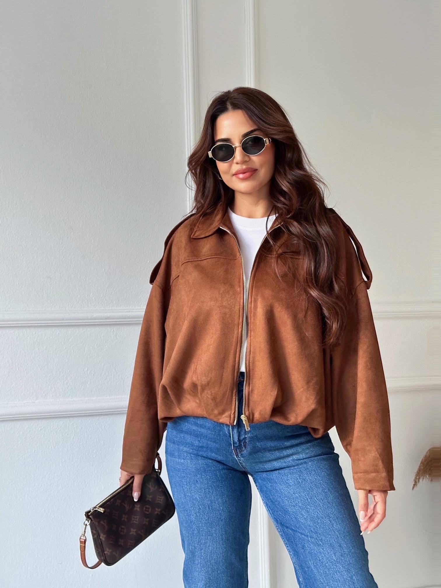 Zara Model Süet Bomber Ceket – Taba