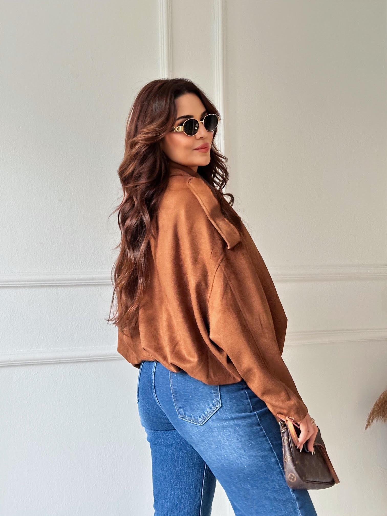 Zara Model Süet Bomber Ceket – Taba