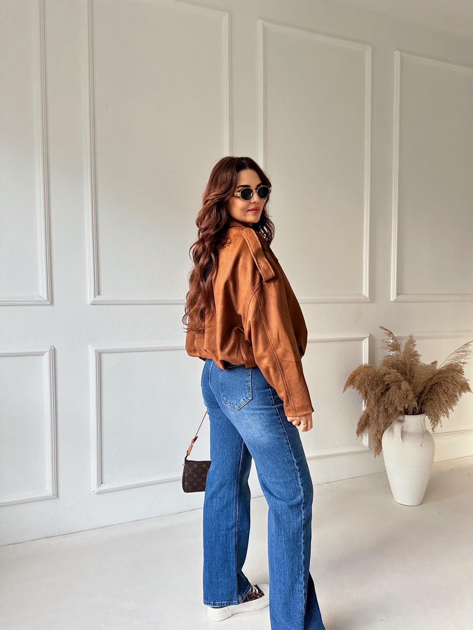 Zara Model Süet Bomber Ceket – Taba