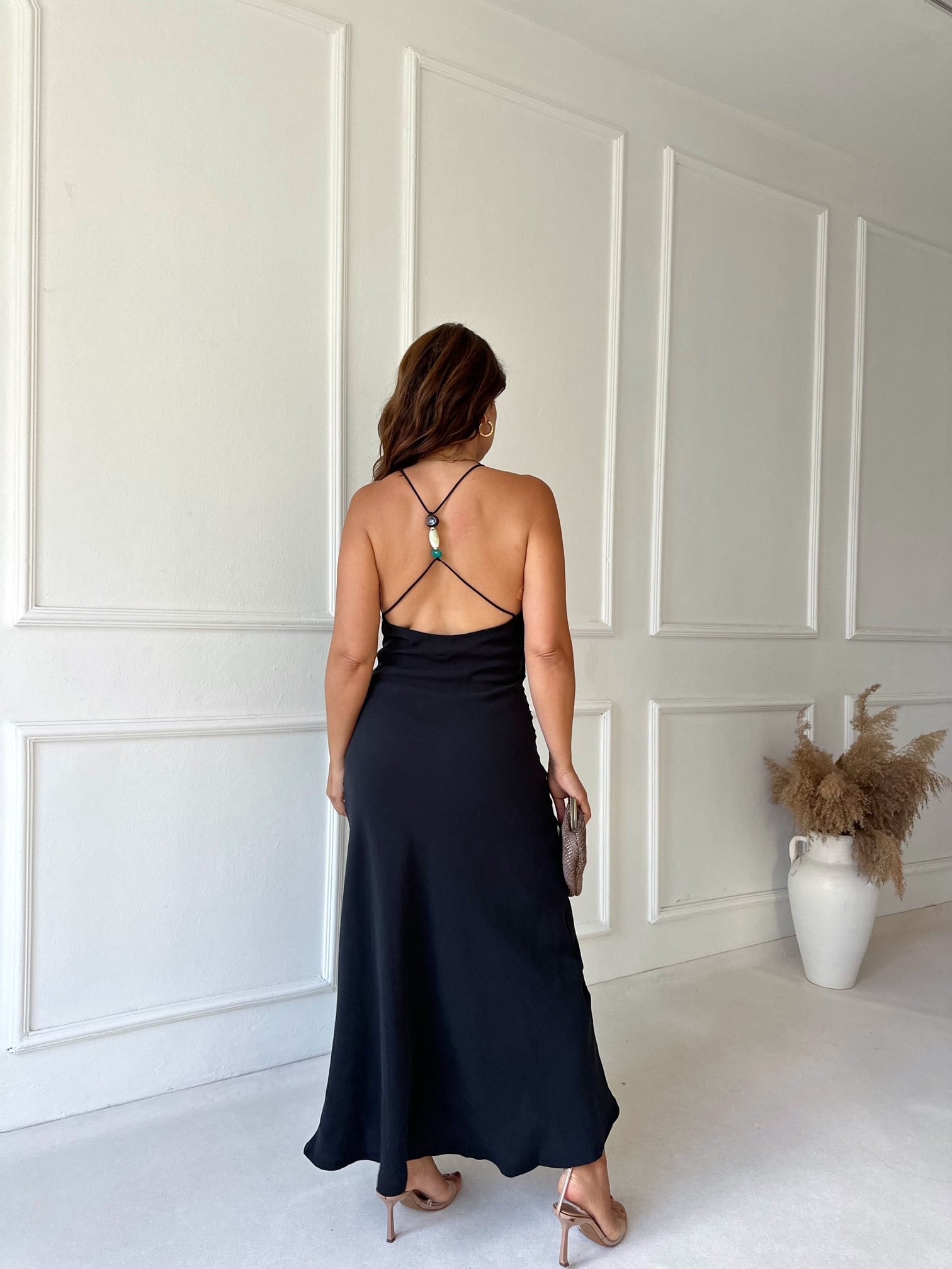 Zara Model Tensel Maxi Elbise - Siyah