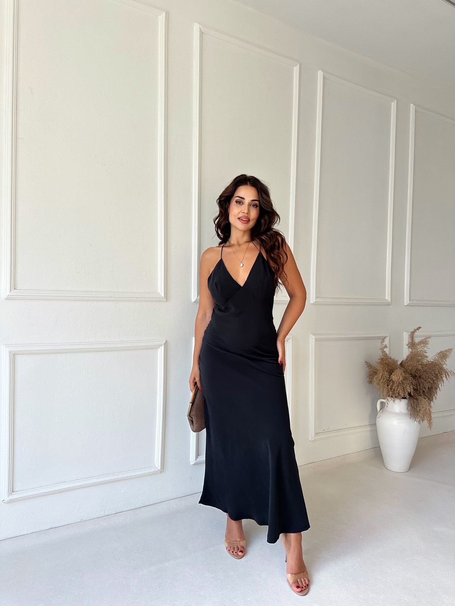 Zara Model Tensel Maxi Elbise - Siyah