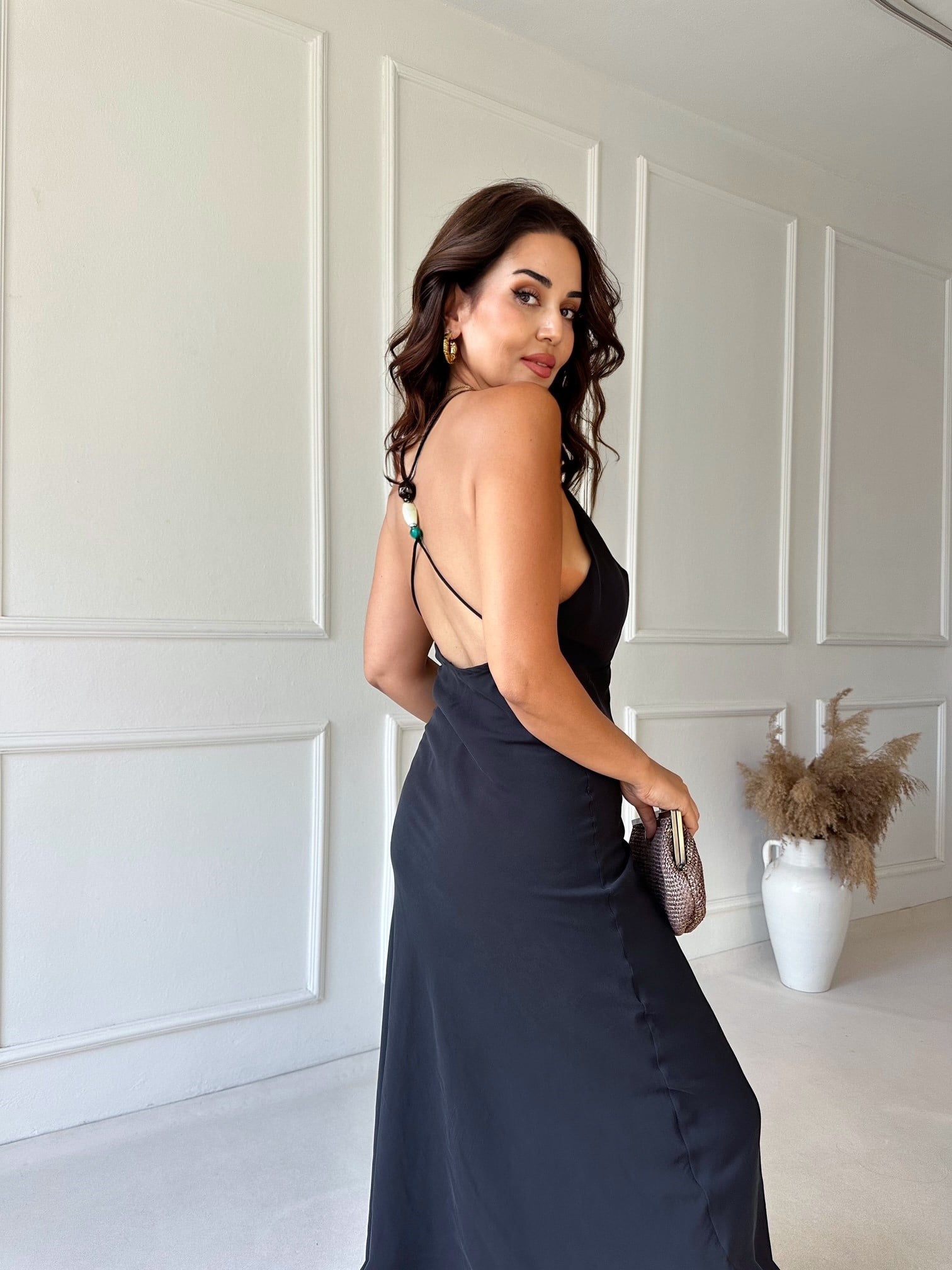 Zara Model Tensel Maxi Elbise - Siyah