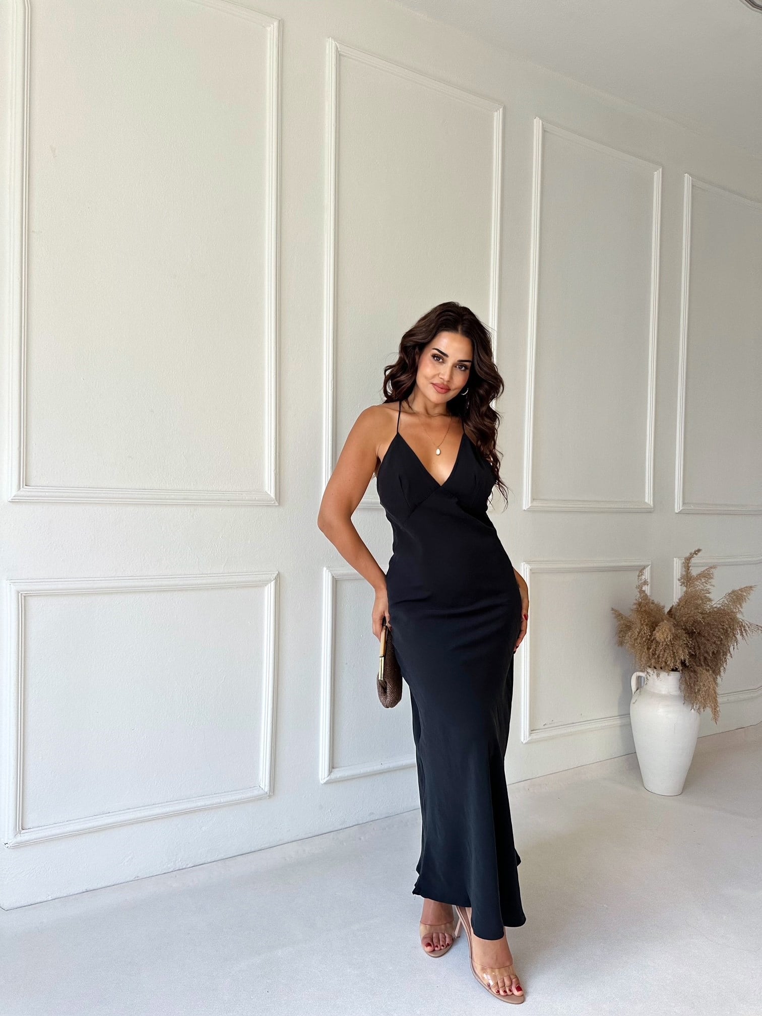 Zara Model Tensel Maxi Elbise - Siyah