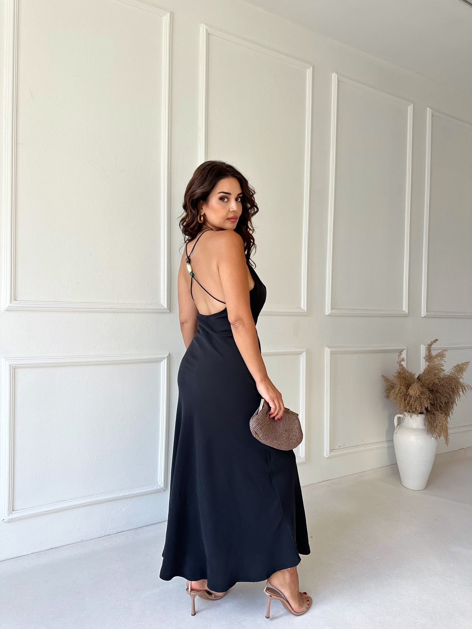 Zara Model Tensel Maxi Elbise - Siyah