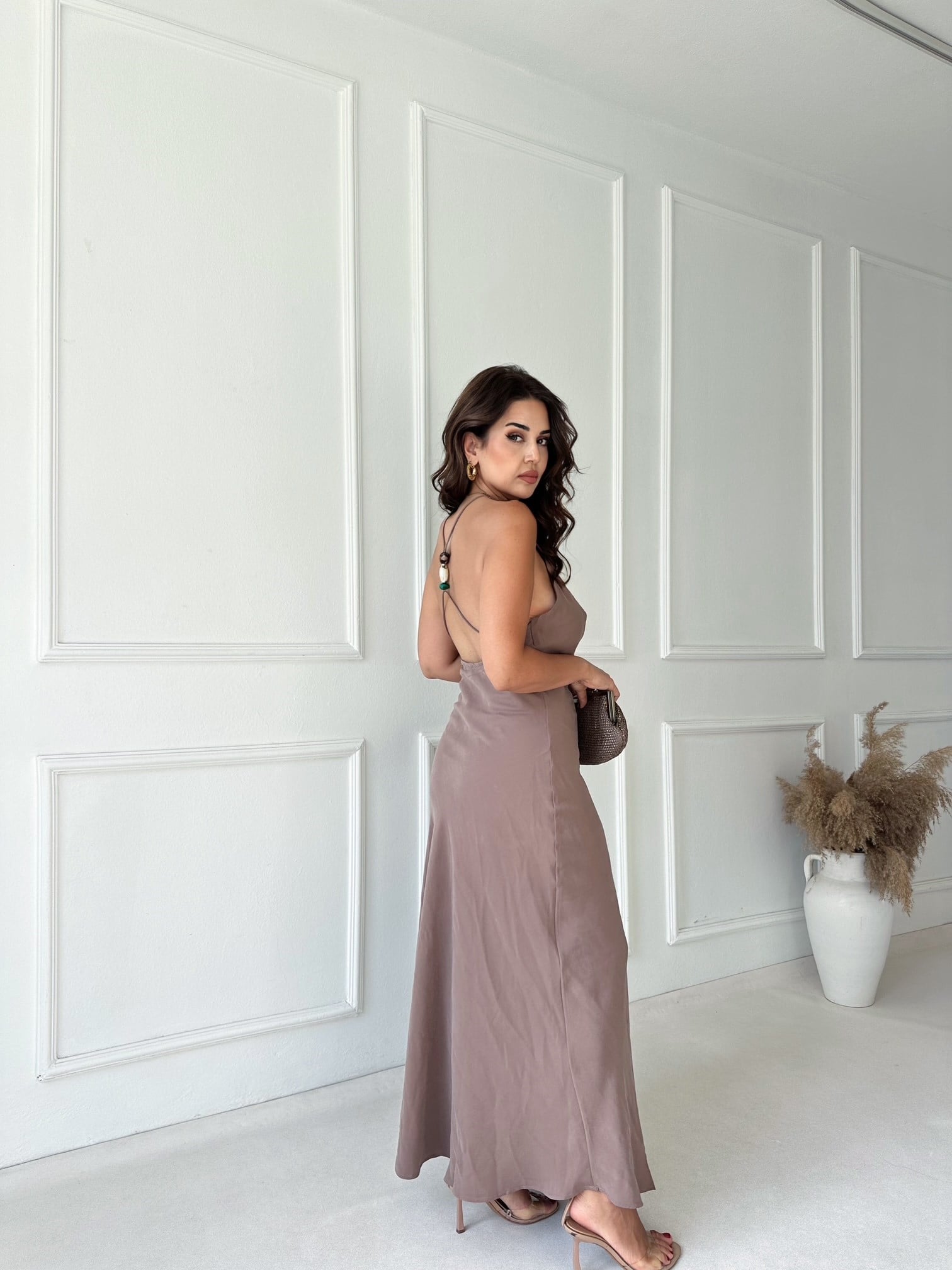 Zara Model Tensel Maxi Elbise - Vizon