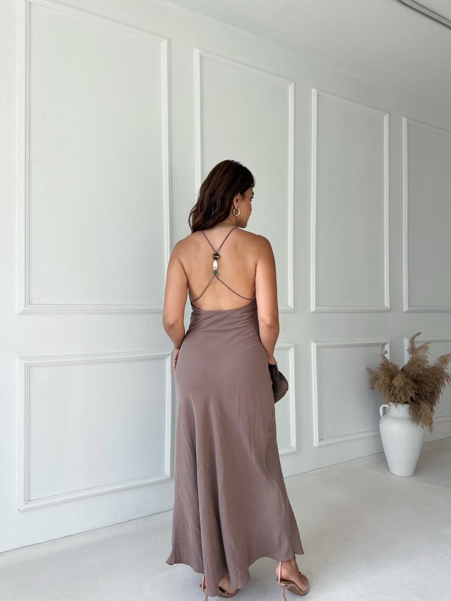 Zara Model Tensel Maxi Elbise - Vizon