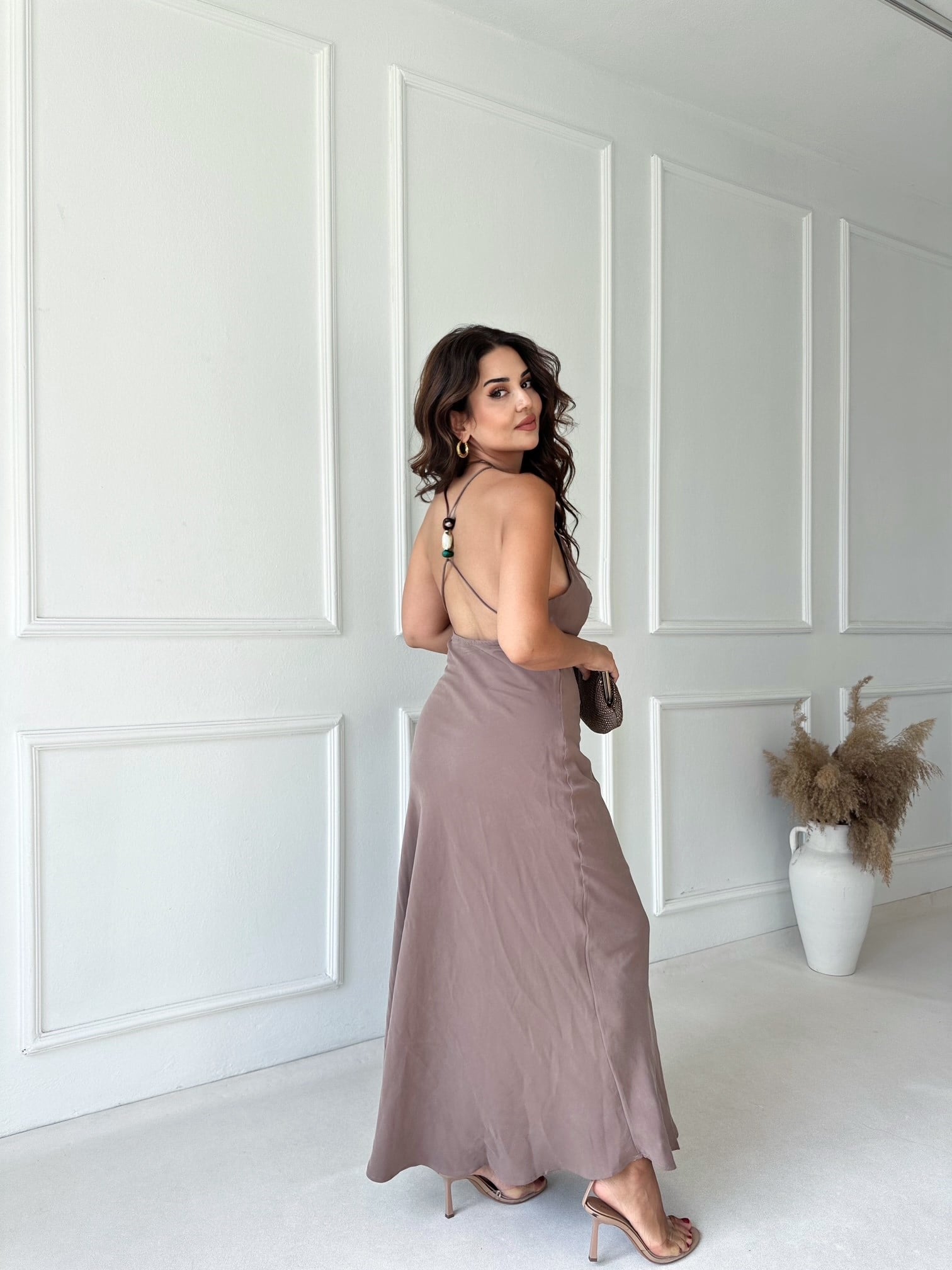 Zara Model Tensel Maxi Elbise - Vizon
