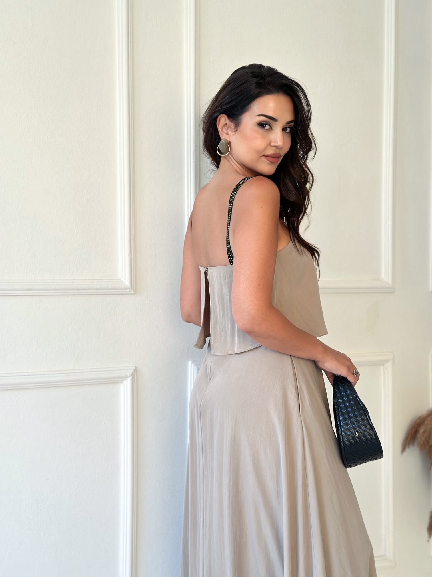 Zara Model Tensel Maxi Elbise -Vizon
