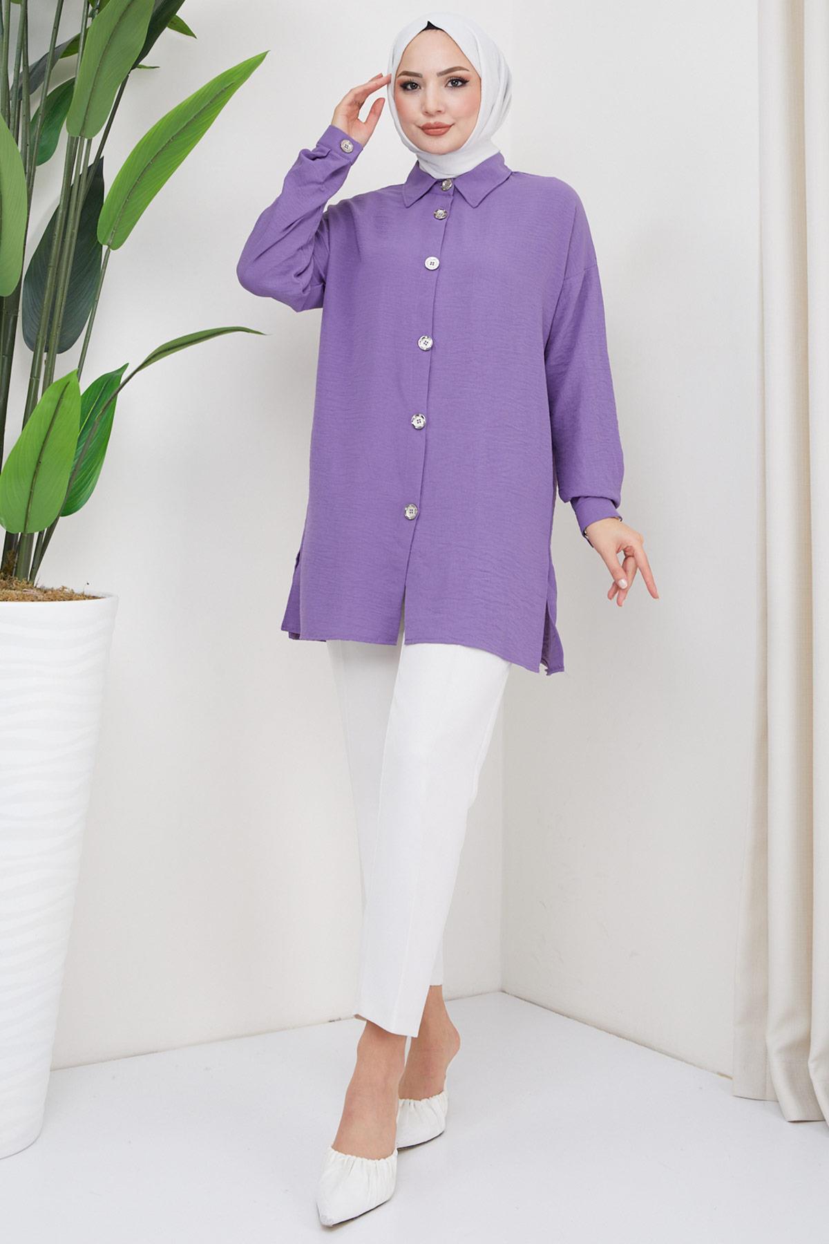 Aerobin Oversize Tunik Lila HM2324