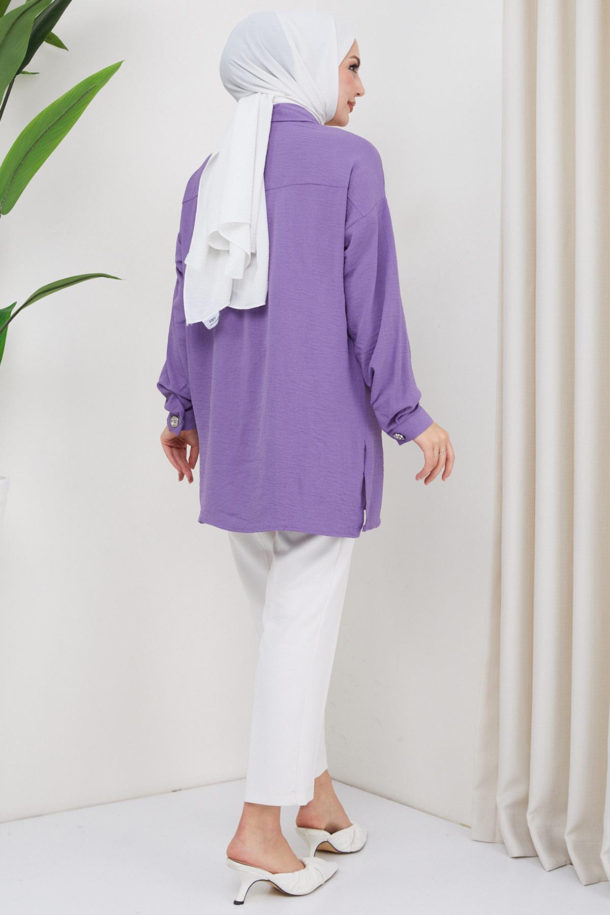 Aerobin Oversize Tunik Lila HM2324