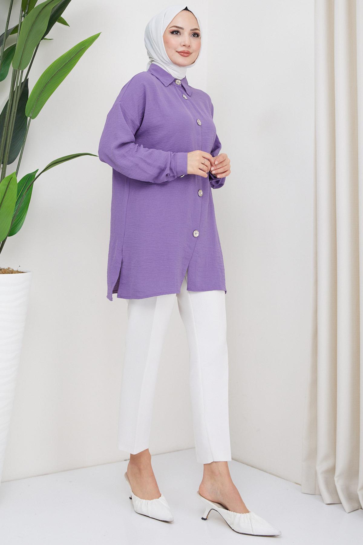 Aerobin Oversize Tunik Lila HM2324