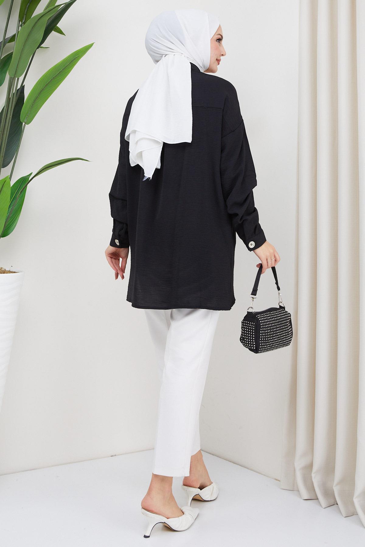 Aerobin Oversize Tunik Siyah HM2324