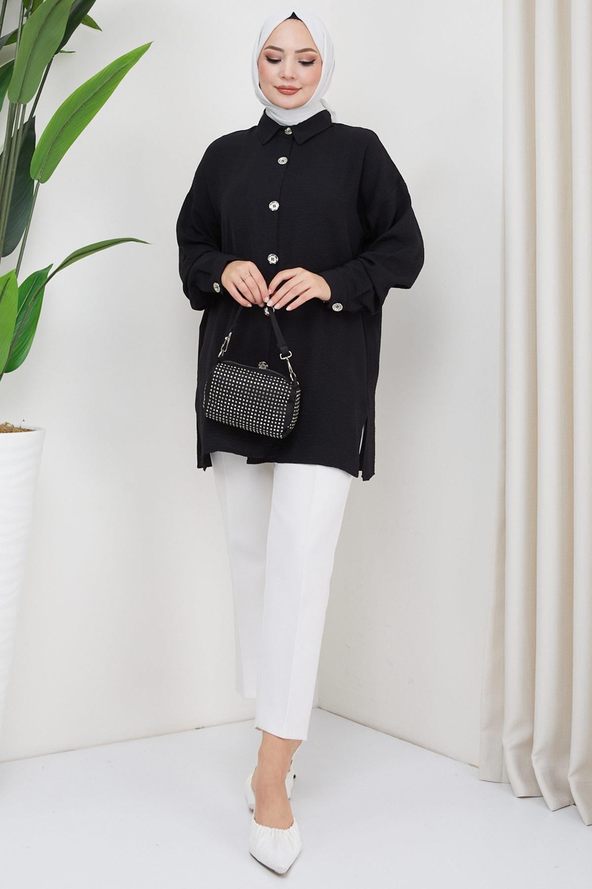 Aerobin Oversize Tunik Siyah HM2324
