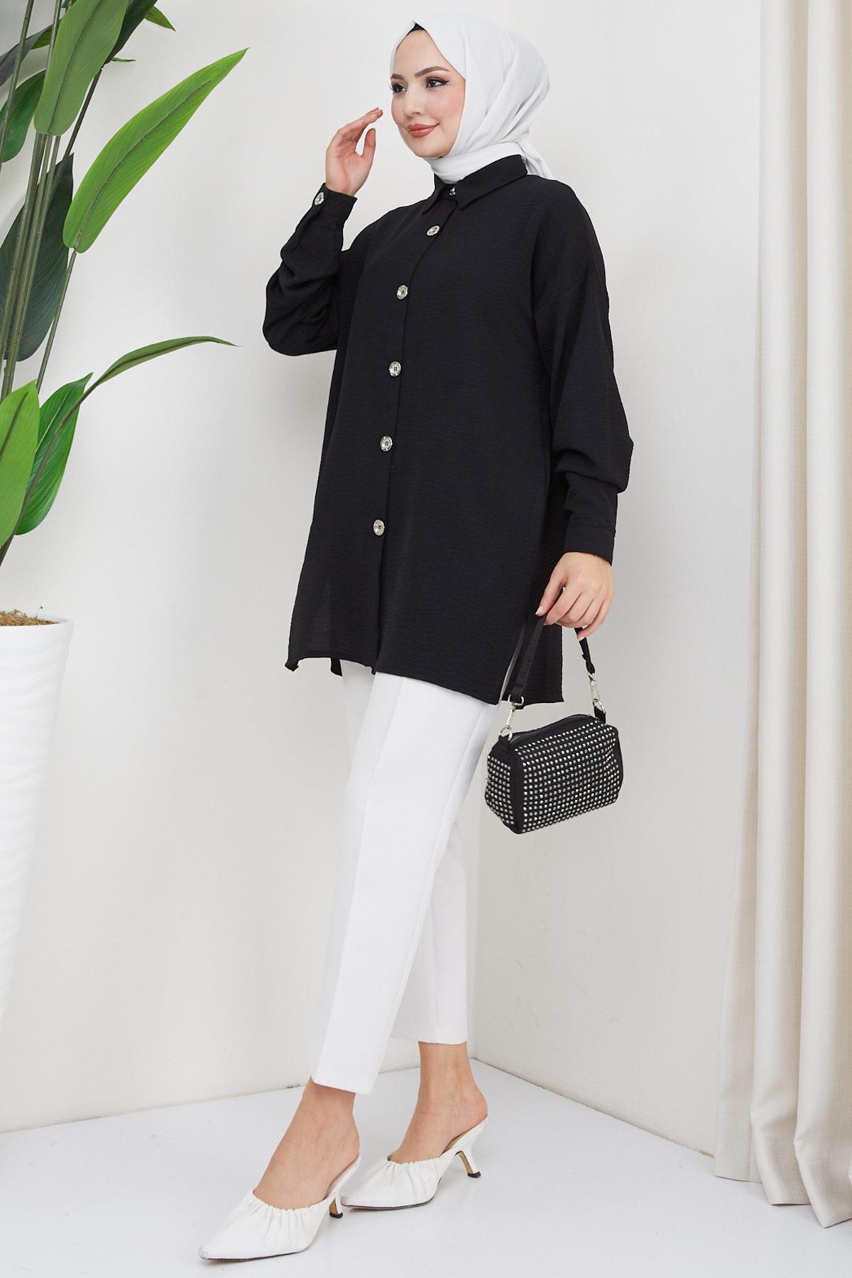 Aerobin Oversize Tunik Siyah HM2324