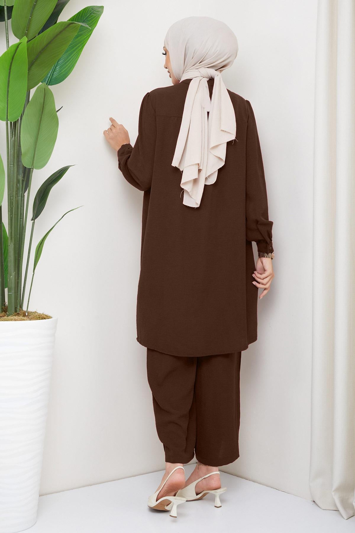 Aerobin Tunik Pantolon İkili Takım Acı Kahve HM2155