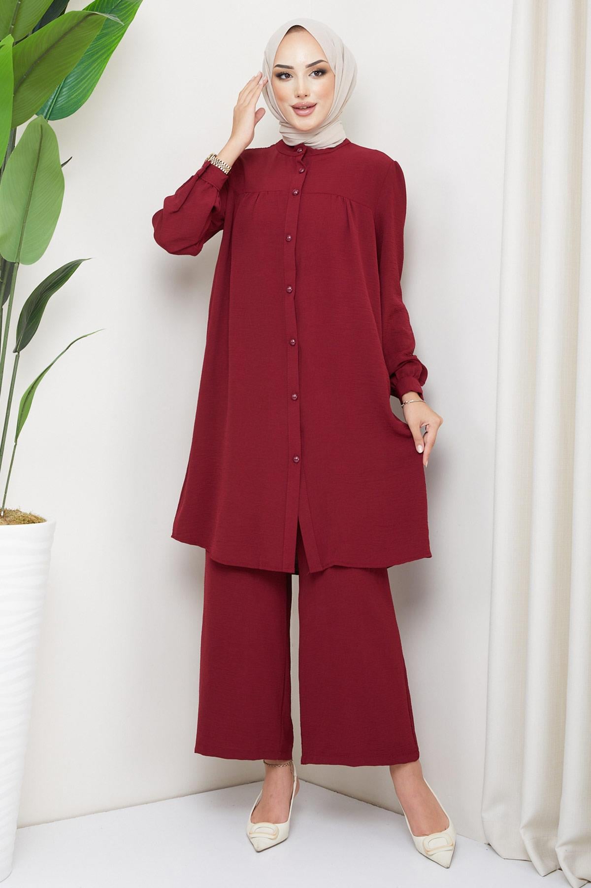 Aerobin Tunik Pantolon İkili Takım Bordo HM2155