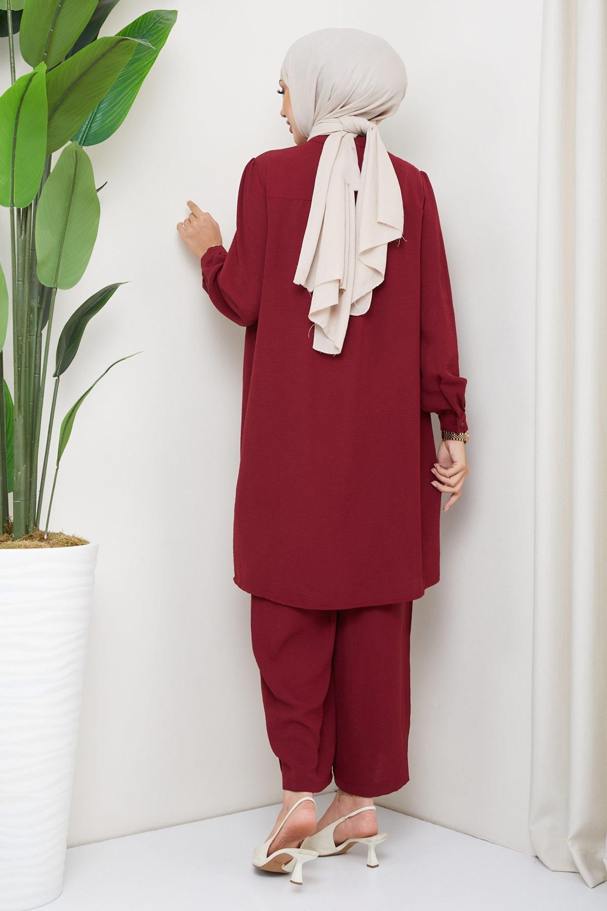 Aerobin Tunik Pantolon İkili Takım Bordo HM2155