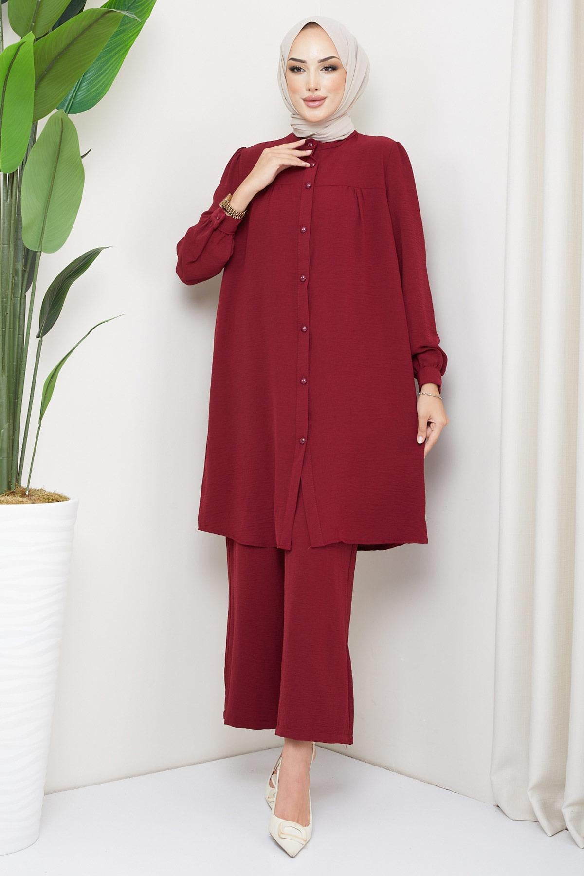 Aerobin Tunik Pantolon İkili Takım Bordo HM2155