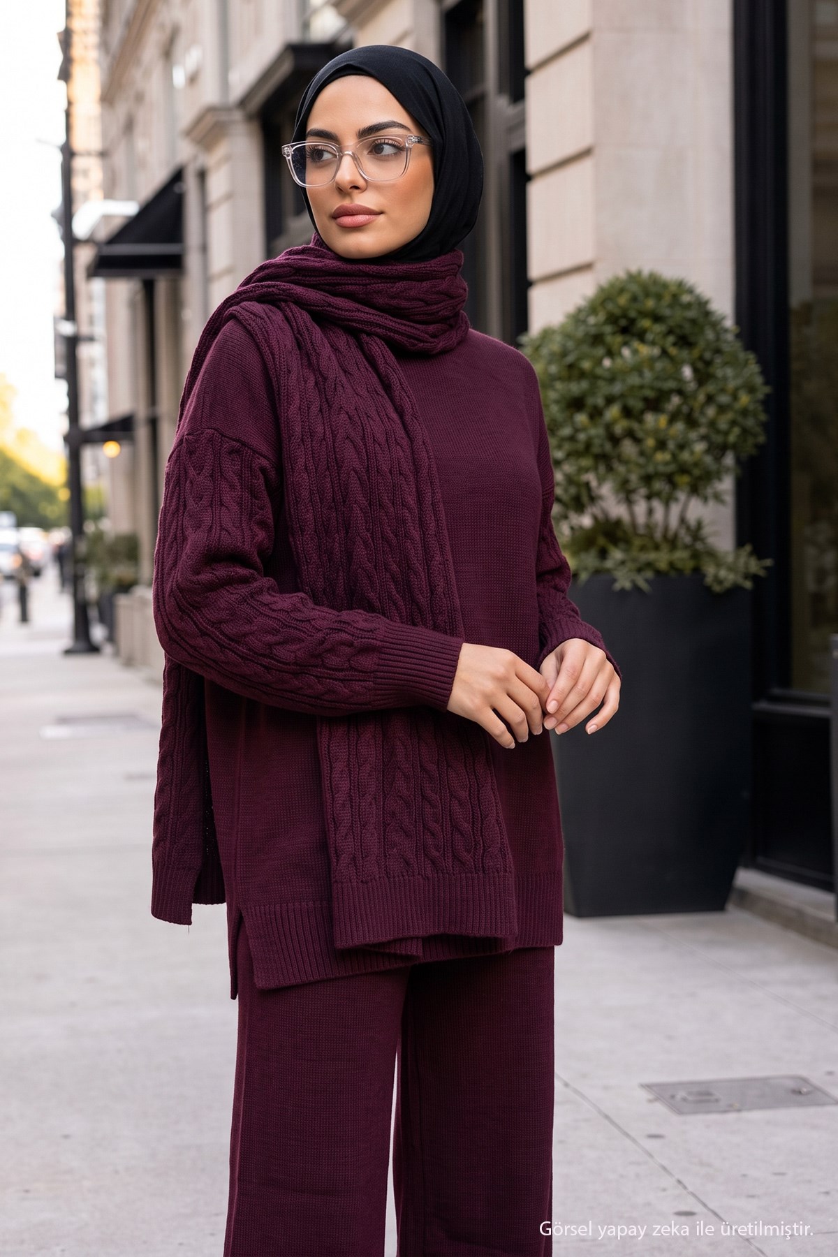 Atkılı Triko Takım Mürdüm HM2960