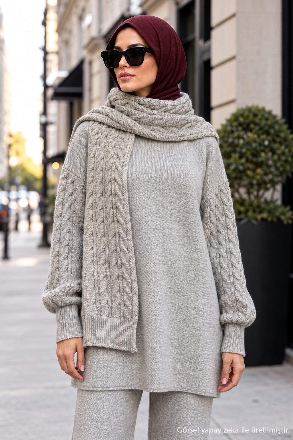 Atkılı Triko Takım Taş Rengi HM2960