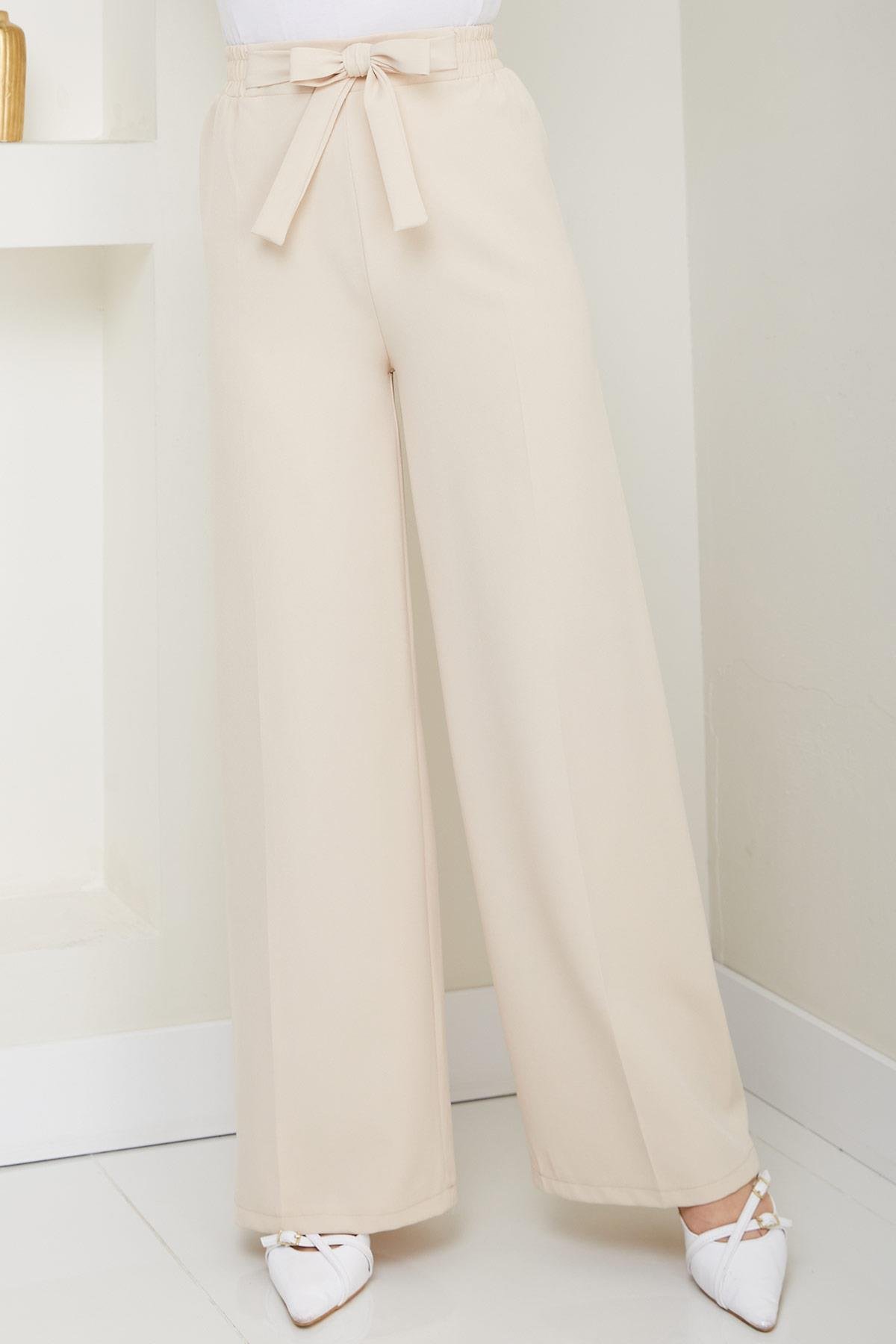 Bağlamalı Pantolon Bej HM2782