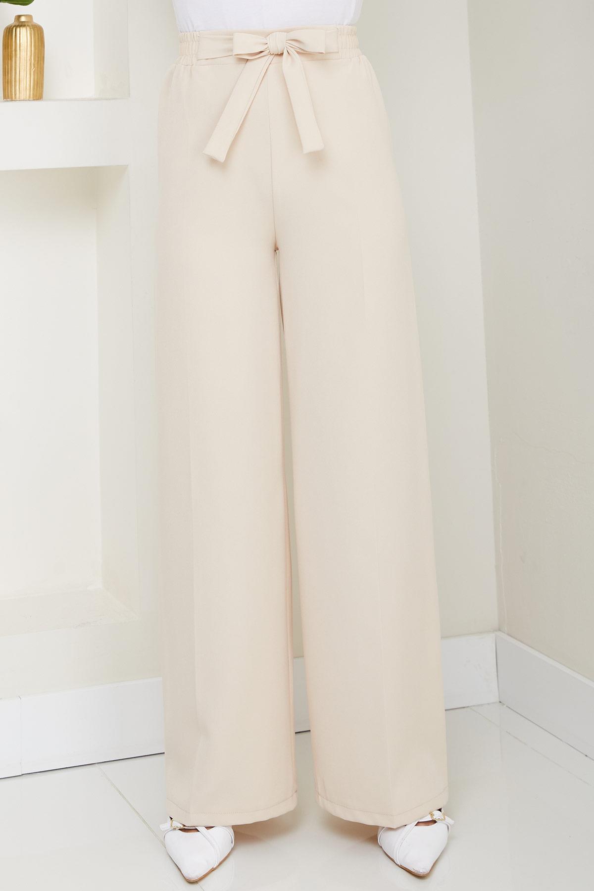 Bağlamalı Pantolon Bej HM2782