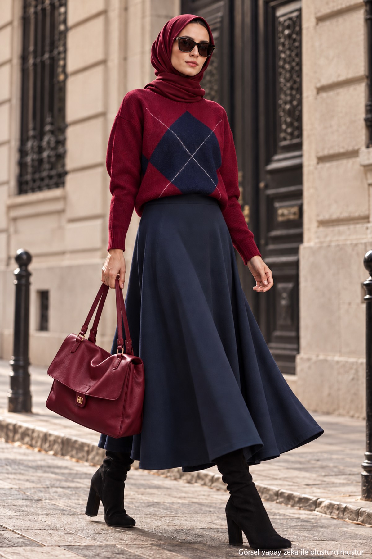 Baklava Desen Kazak Bordo HM2976