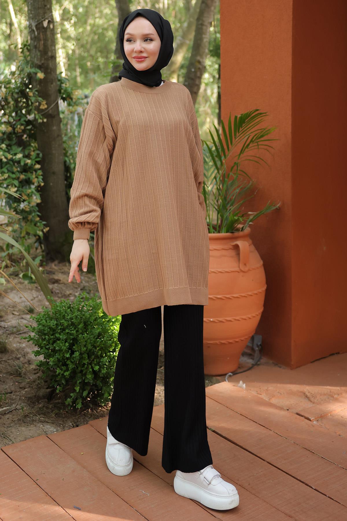 Balon Kol Triko Tunik Camel HM2519