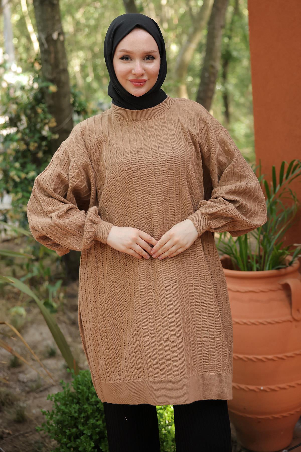 Balon Kol Triko Tunik Camel HM2519