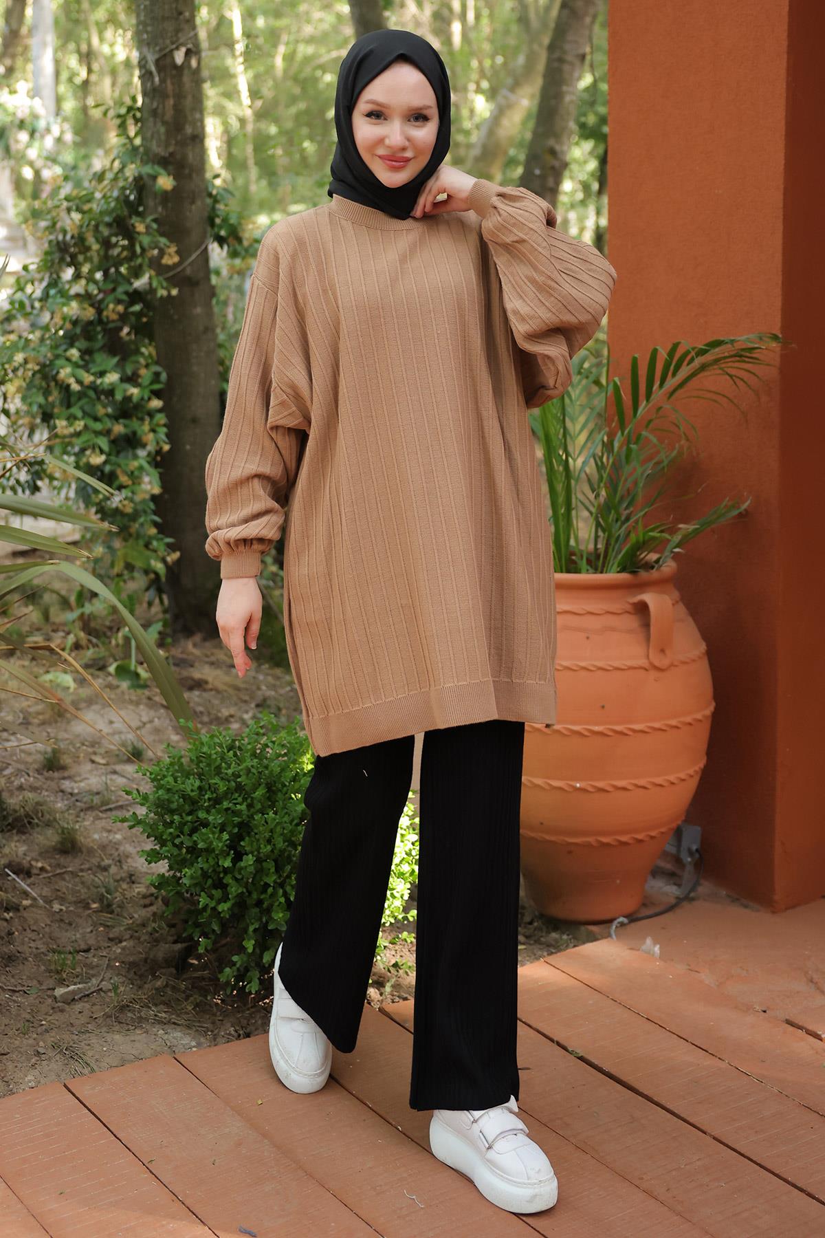 Balon Kol Triko Tunik Camel HM2519