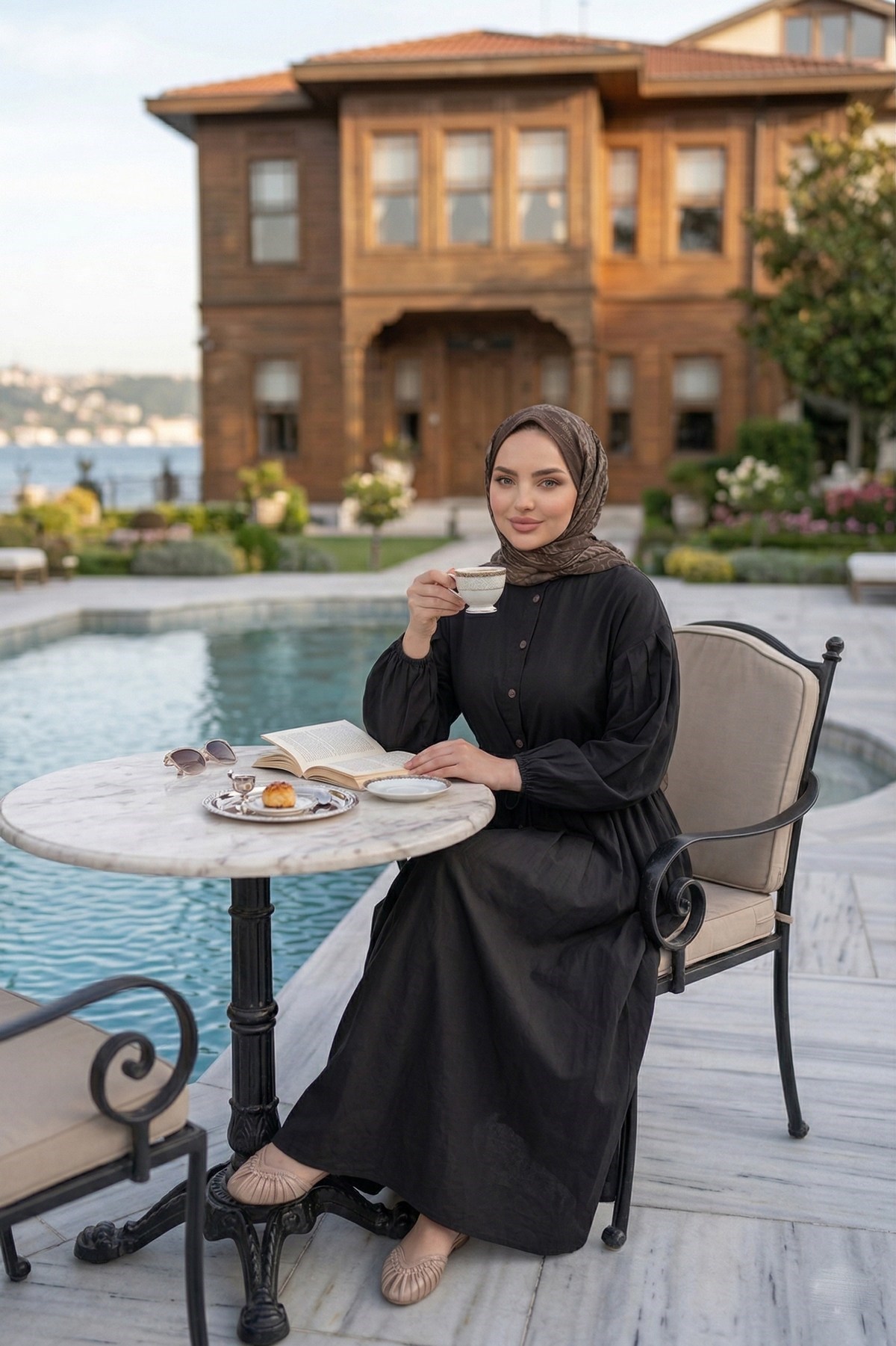 Belden Piliseli Bağcıklı Düğme Detaylı Elbise Siyah HNT0310