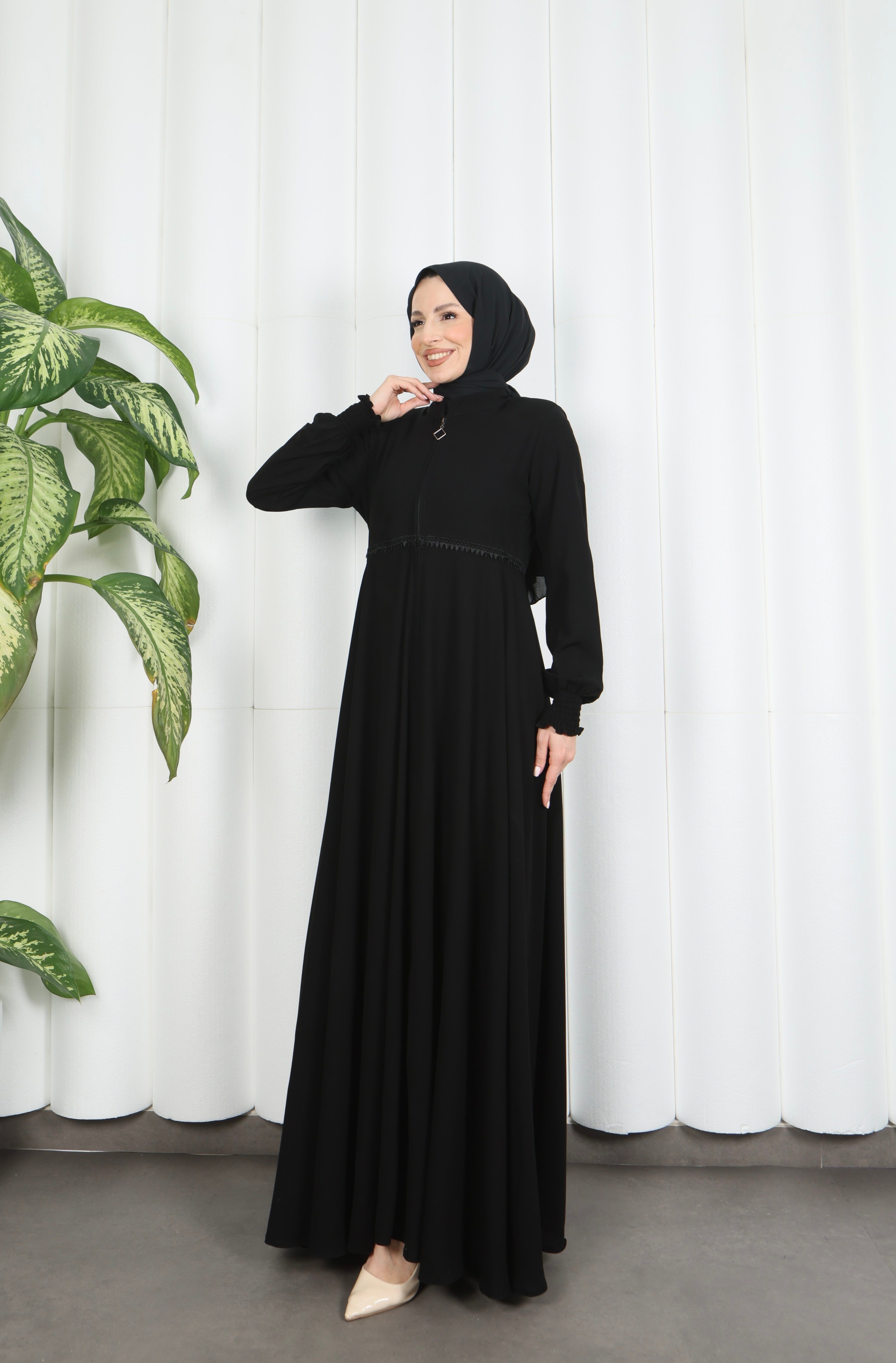 Beli Dantelli Mevlana Ferace Siyah HNT7011