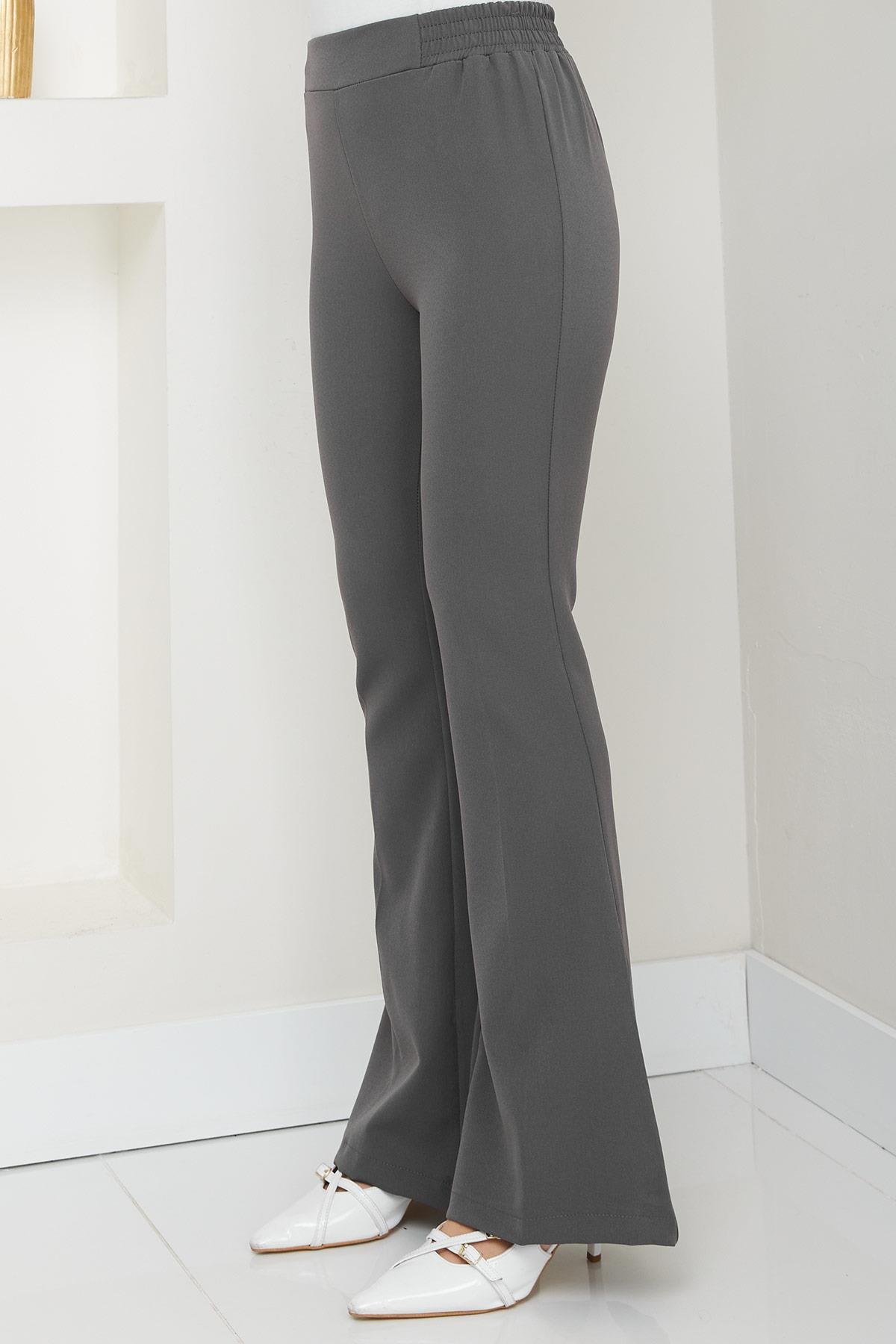 Beli Lastikli İspanyol Paça Kumaş Pantolon Füme HM2781