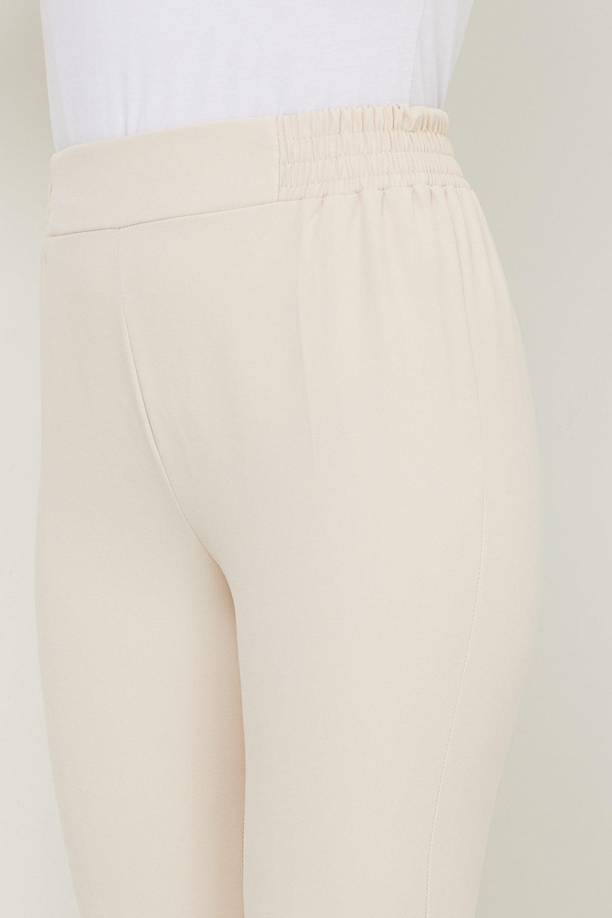 Beli Lastikli İspanyol Paça Kumaş Pantolon Bej HM2781