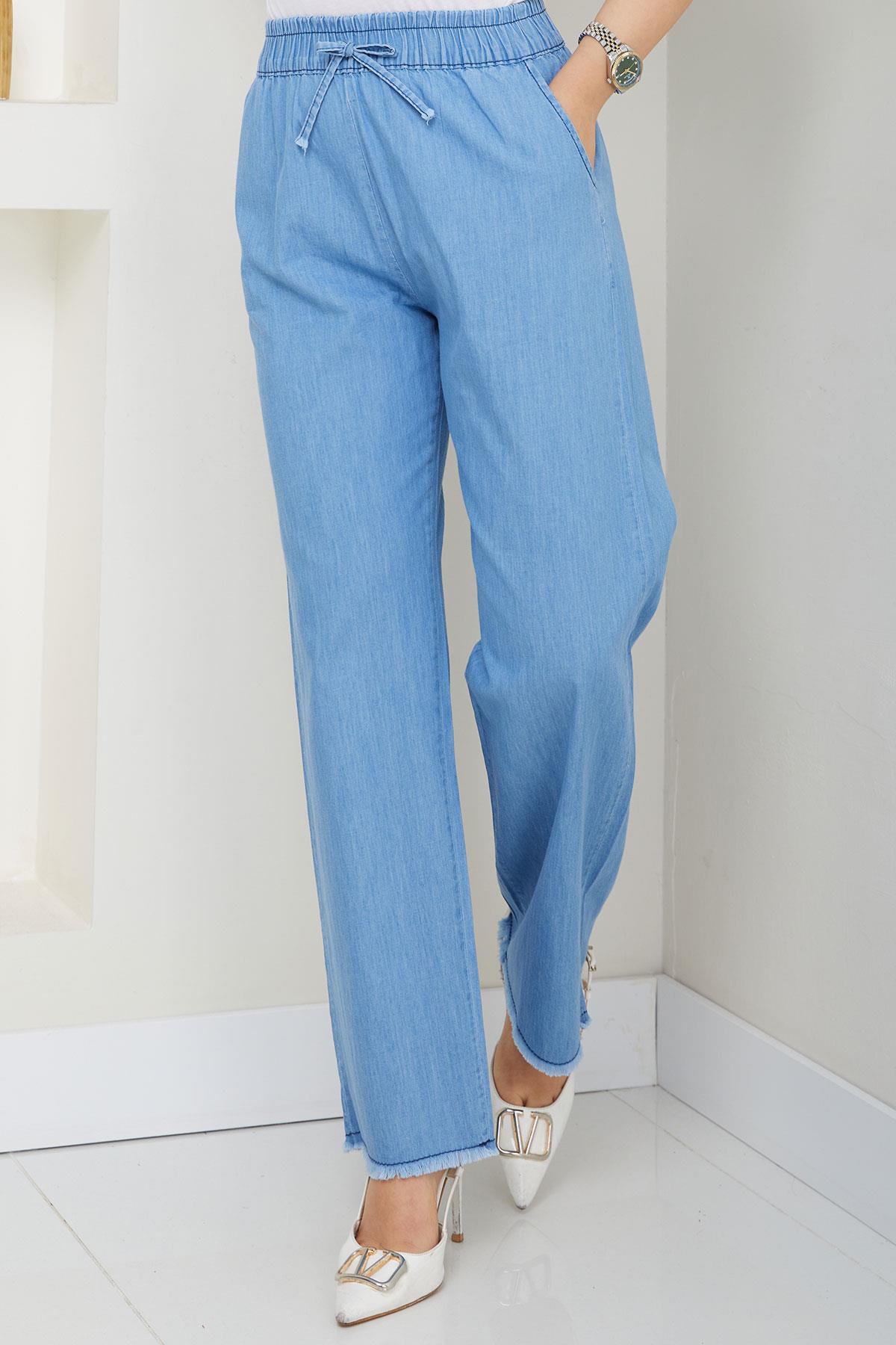 Beli Lastikli Kot  Pantolon Açık Mavi HM2726